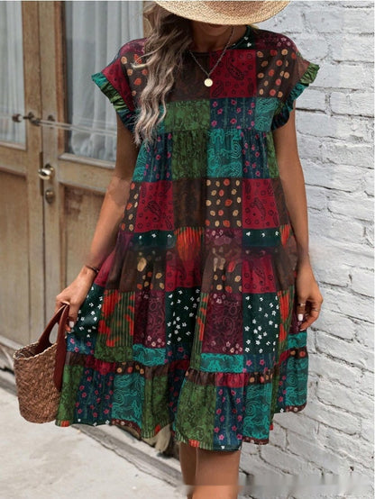 Robe midi d'été patchwork bohème Amélie Morin