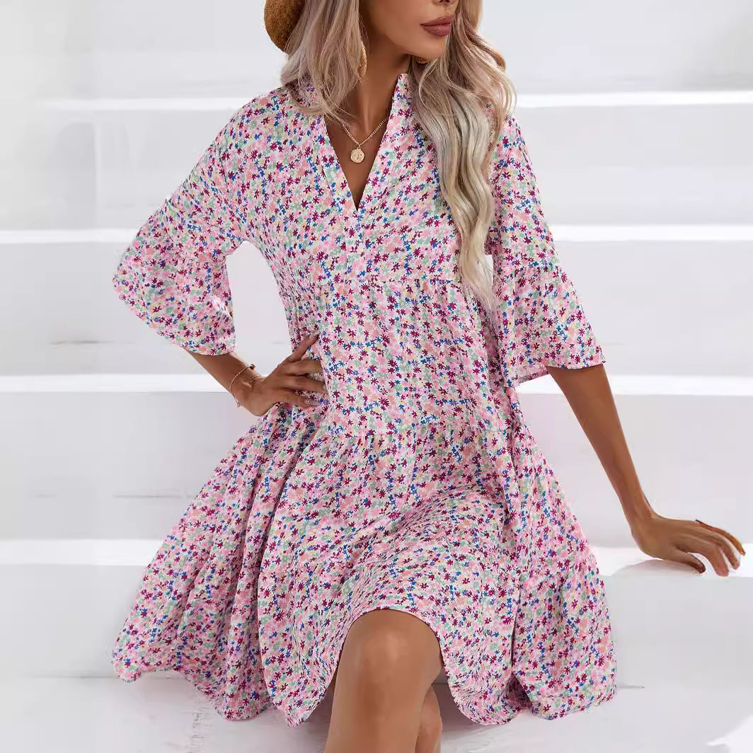 Robe d'été bohème à col en V signée Amélie Morin