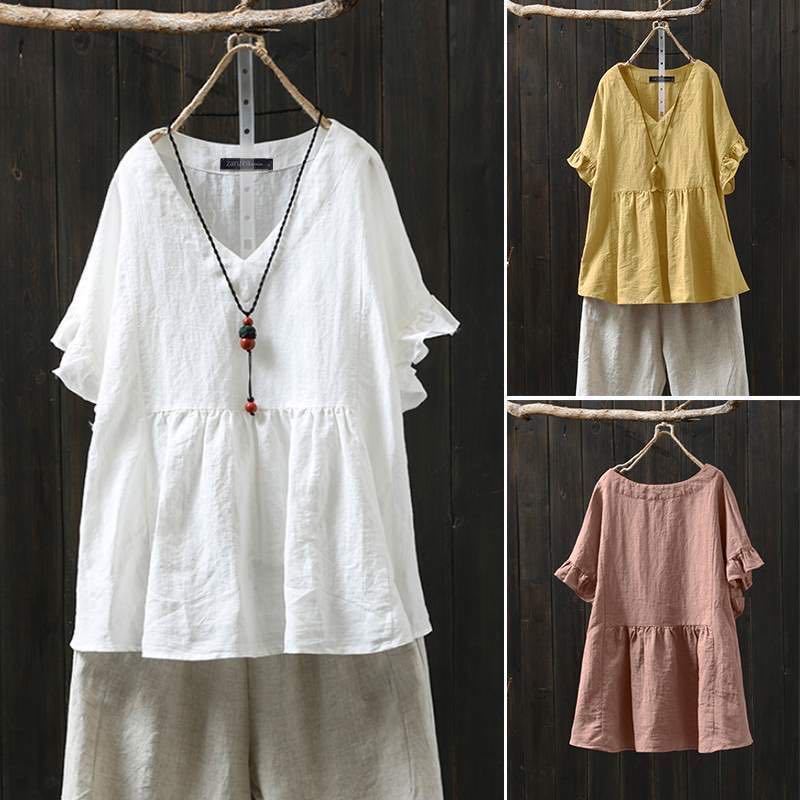 Ruffled Cotton Plus Top Elizabeth Ainsley Pinterest-Inspired