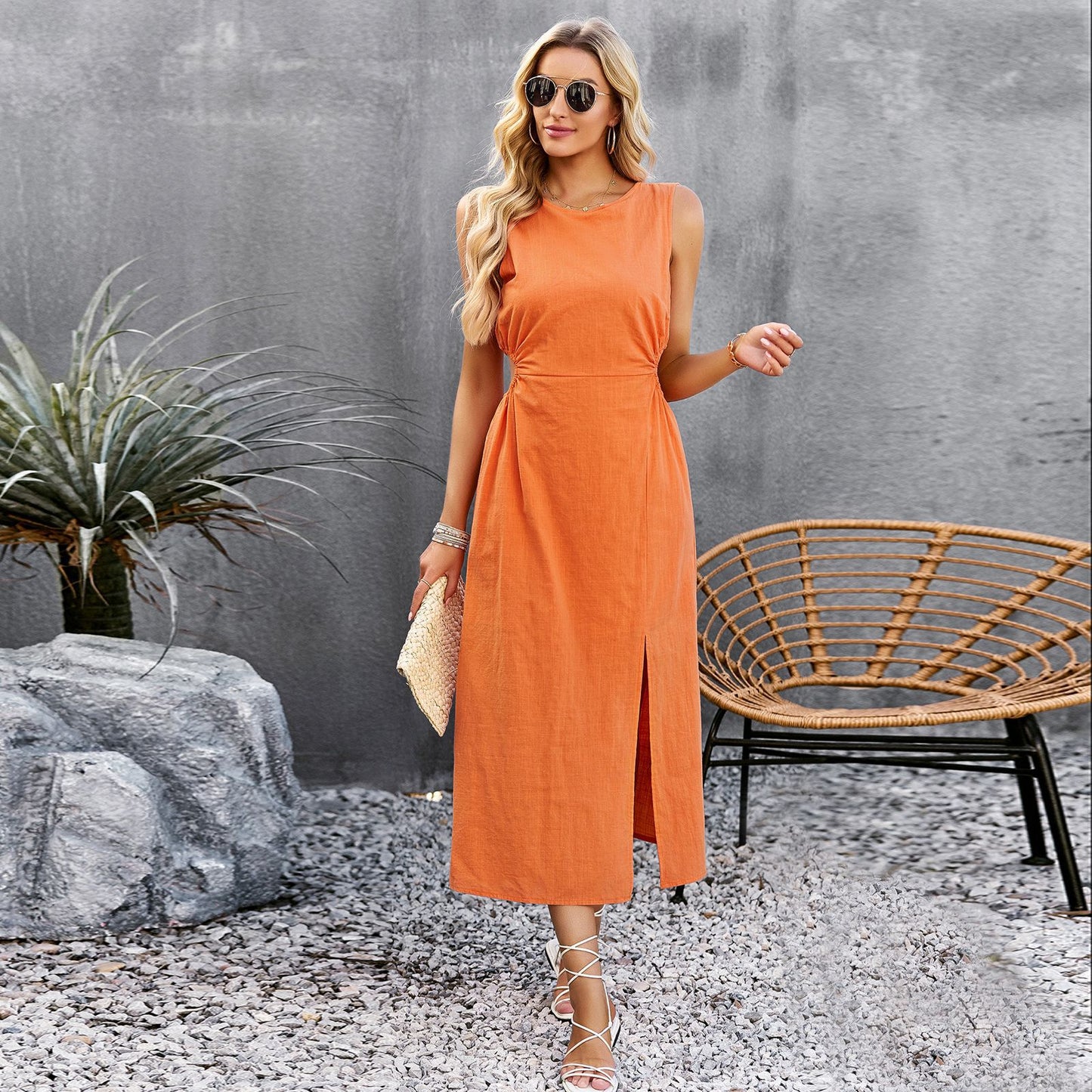 Robe midi d'été sans manches Chic Amélie Morin