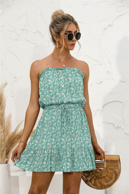 Robe bustier fleurie par Amélie Morin