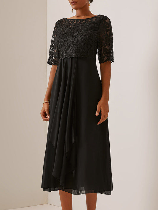 Élégante robe de soirée midi en dentelle Amélie Morin