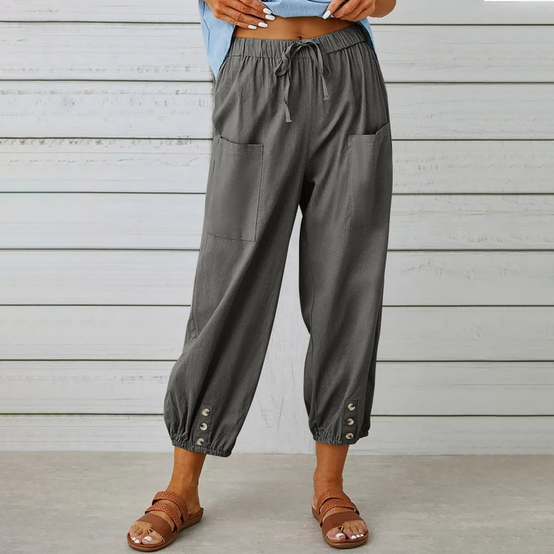 Pantalon décontracté en coton et lin Amélie Morin