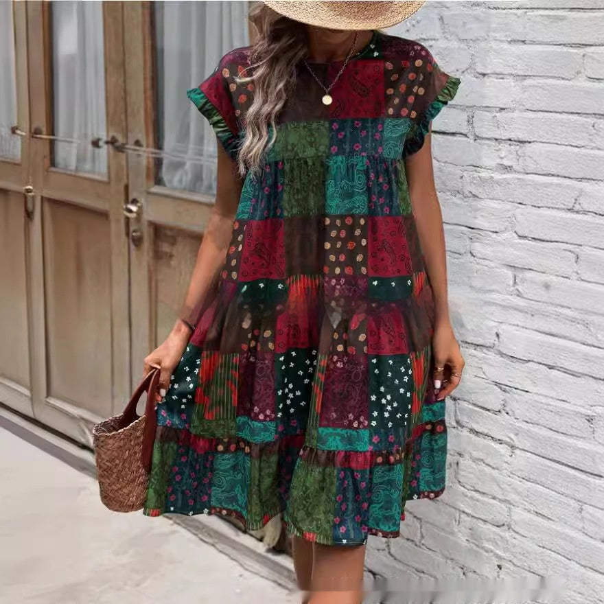 Robe midi d'été patchwork bohème Amélie Morin