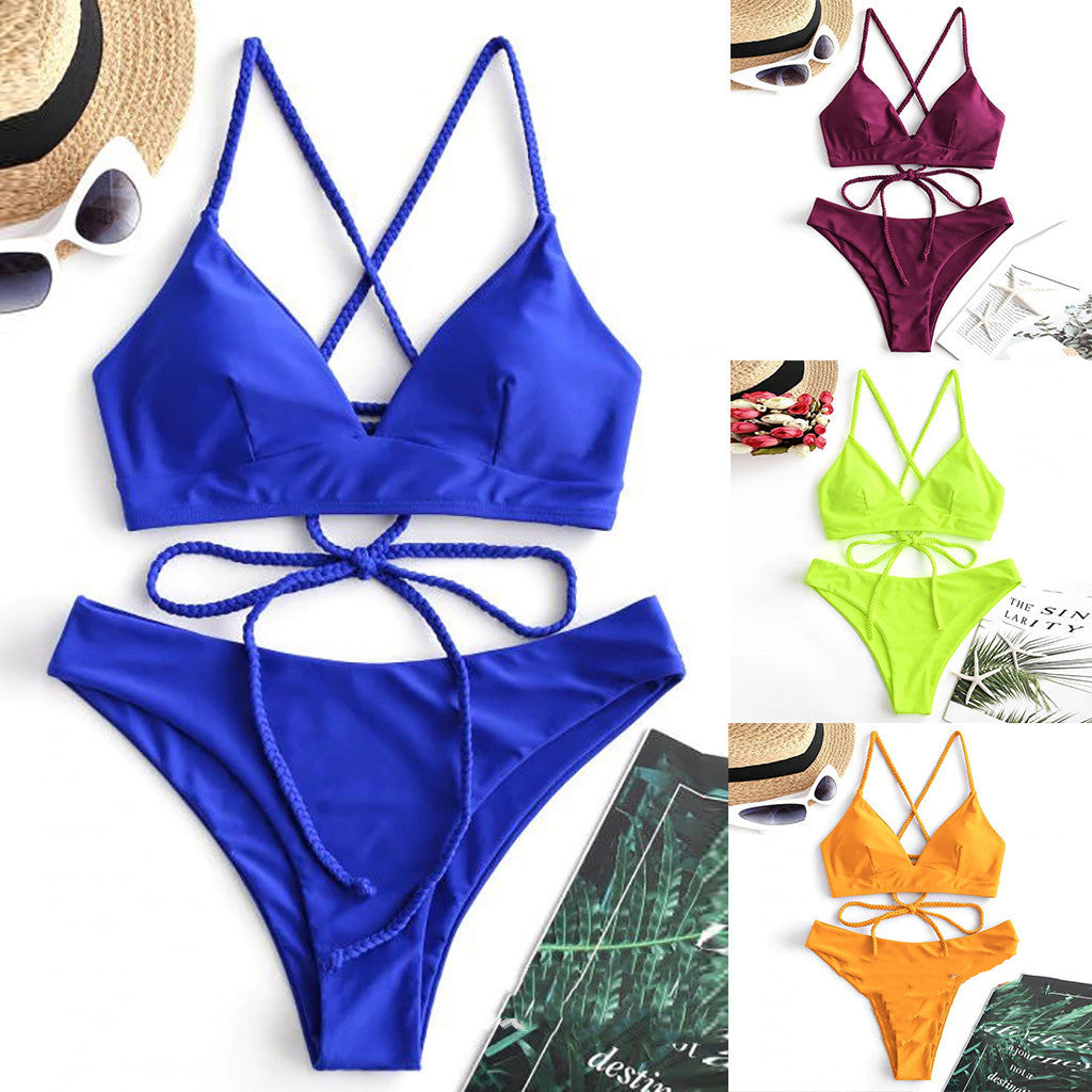 Strappy Solid Bikini by Elizabeth Ainsley