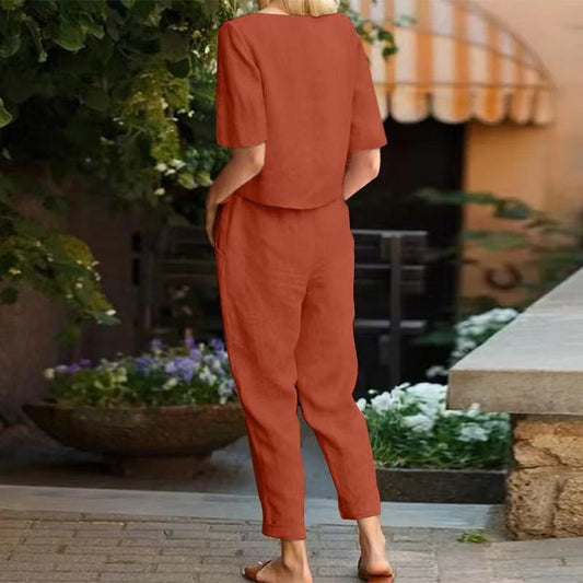 Ensemble en lin vintage par Amélie Morin - Tenue Capri d'été