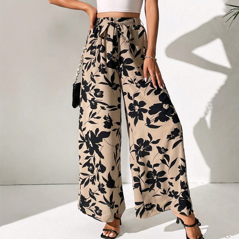Pantalon fleuri taille haute jambes larges par Amélie Morin