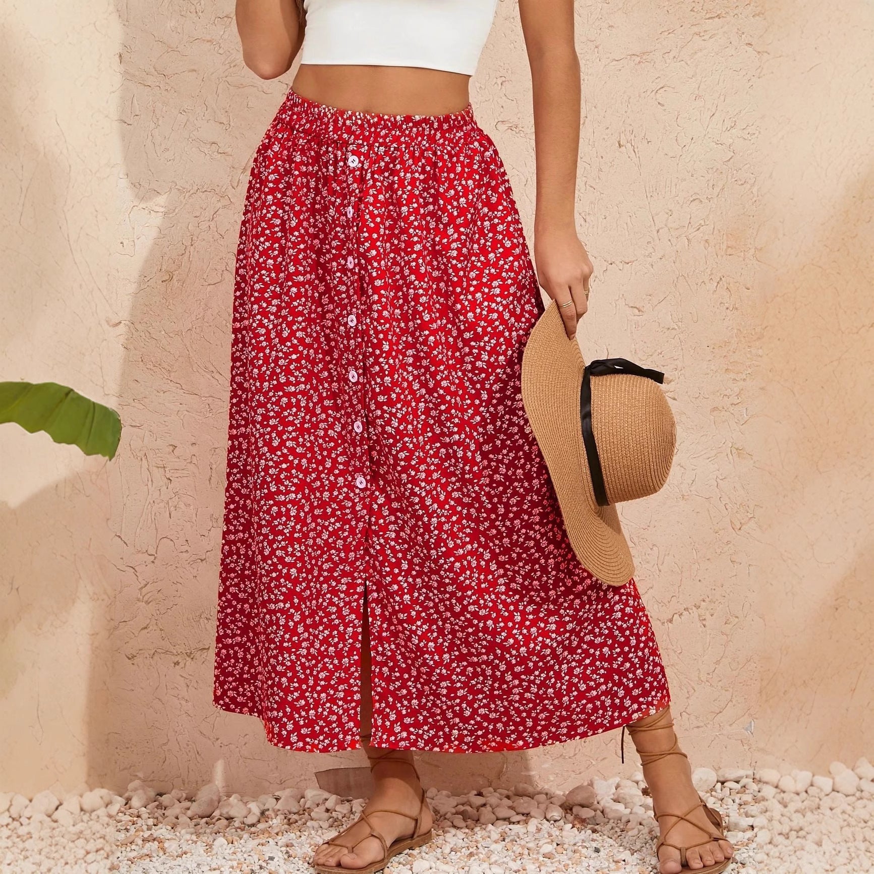 Pastoral Floral A-Line Skirt by Elizabeth Ainsley