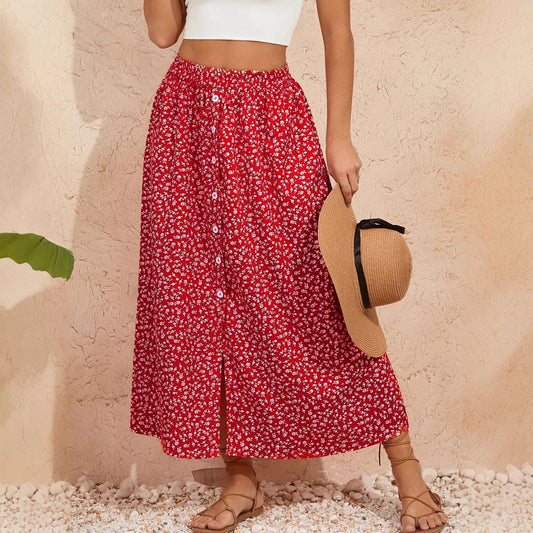 Pastoral Floral A-Line Skirt by Elizabeth Ainsley