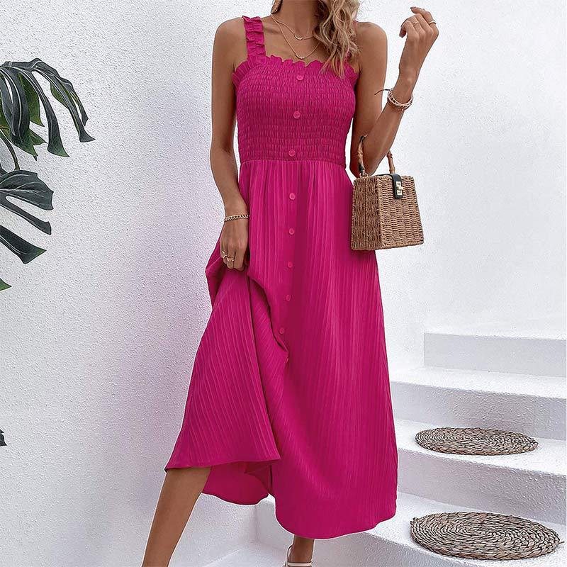 Robe taille haute rose chic par Amélie Morin