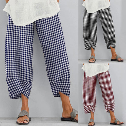 Versatile Checkered Cropped Pants by Elizabeth Ainsley