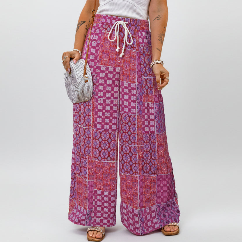 Pantalon large bohème fleuri Amélie Morin