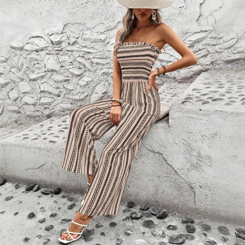 Chic Striped Elizabeth Ainsley Tube Top Jumpsuit