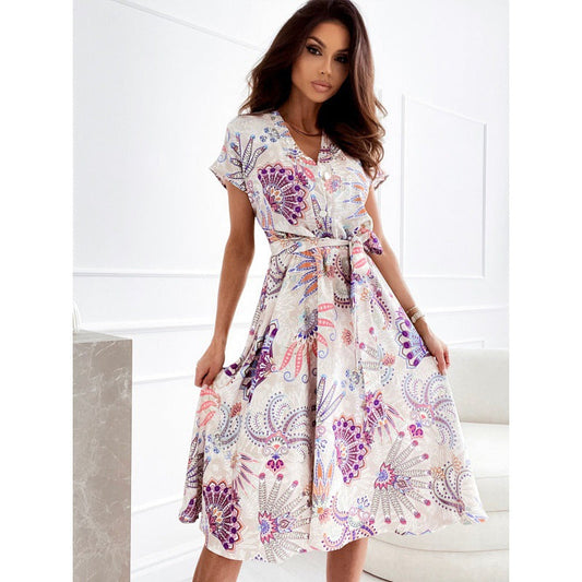 Robe d'été à col en V Amélie Morin à imprimé floral éclatant