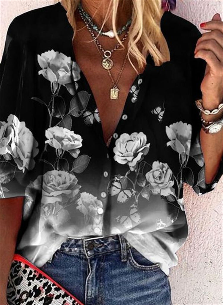 Chemise à manches courtes boutonnée à fleurs Amélie Morin