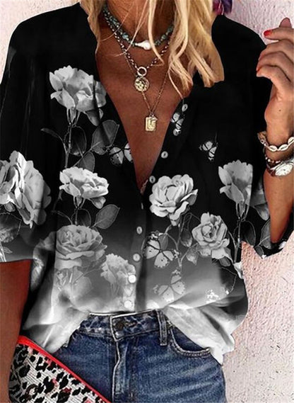 Chemise à manches courtes boutonnée à fleurs Amélie Morin