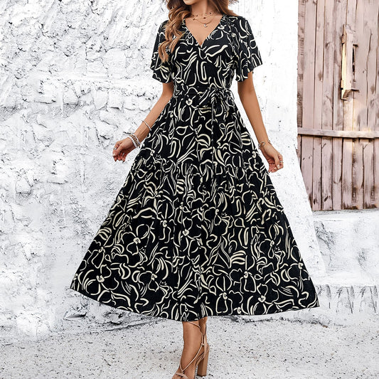 Robe midi à manches courtes à imprimé floral Amelie Morin