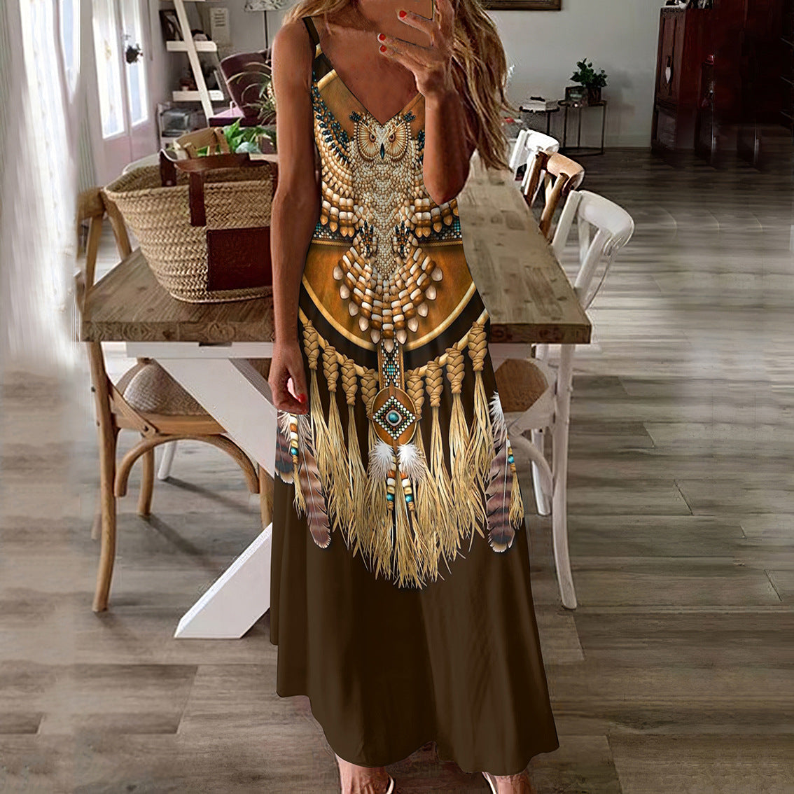 Robe longue d'été imprimée bohème Amelie Morin