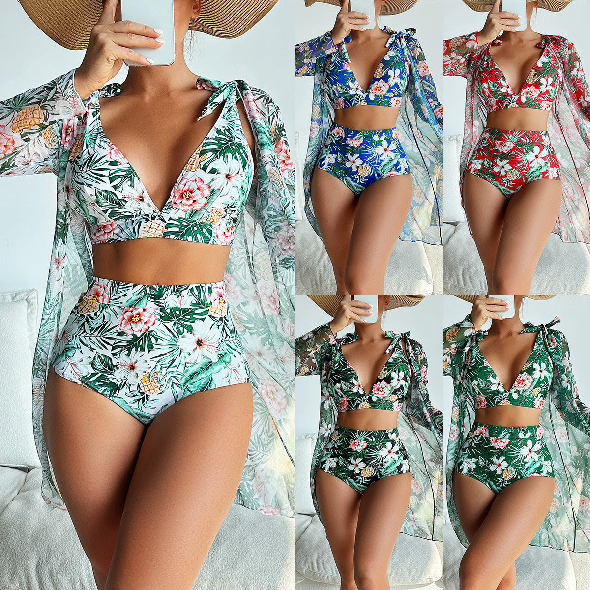 Vibrant Elizabeth Ainsley Multicolor Printed Bikini Set