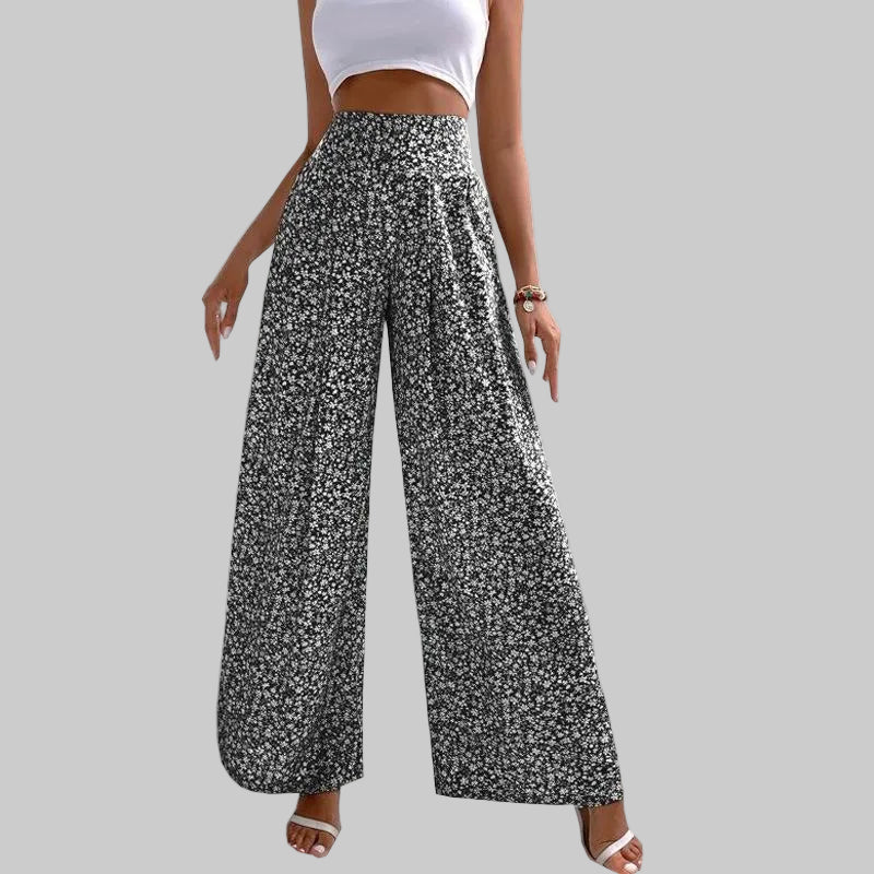 Pantalon décontracté à jambes larges fleuries Amelie Morin