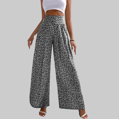 Pantalon décontracté à jambes larges fleuries Amelie Morin