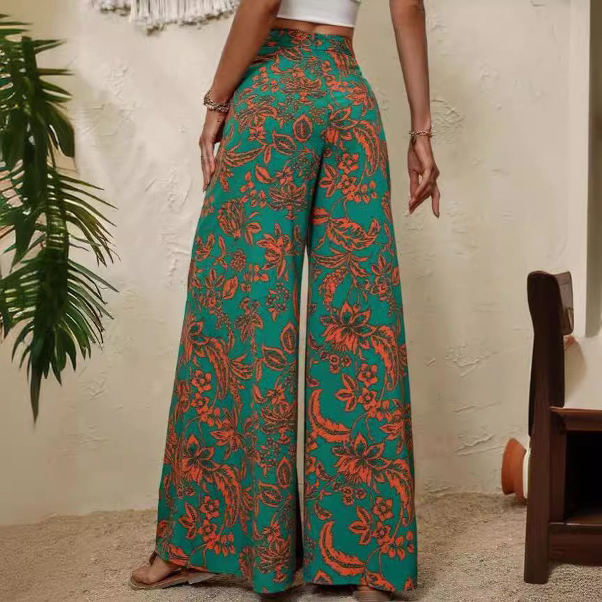Pantalon large élégant à motif floral par Amélie Morin