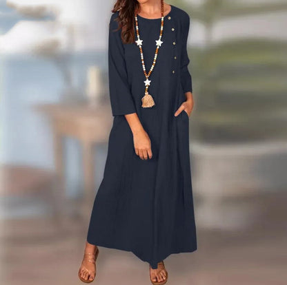 Robe vintage en lin à manches longues signée Amélie Morin