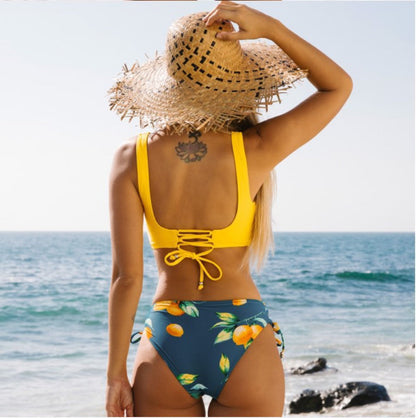 Bikini jaune vif d'Amélie Morin, inspiré de Pinterest