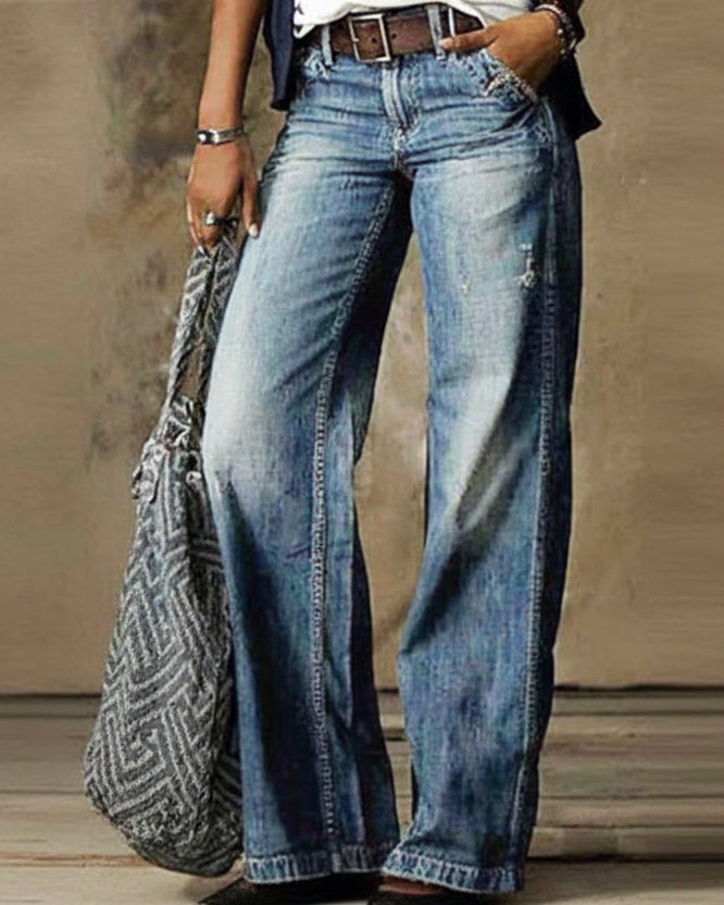 Pantalon large à motif floral artistique par Amélie Morin
