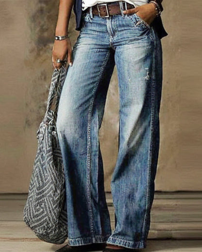 Pantalon large à motif floral artistique par Amélie Morin