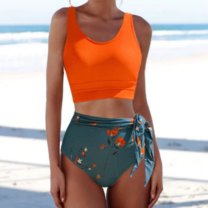 Maillot de bain bikini fendu à imprimé floral Amélie Morin