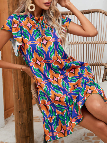 Robe à volants imprimée et vibrante par Amélie Morin