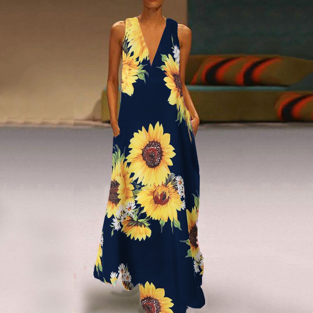 Robe maxi sans manches à fleurs bohèmes Amelie Morin