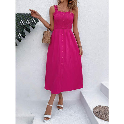 Robe taille haute rose chic par Amélie Morin