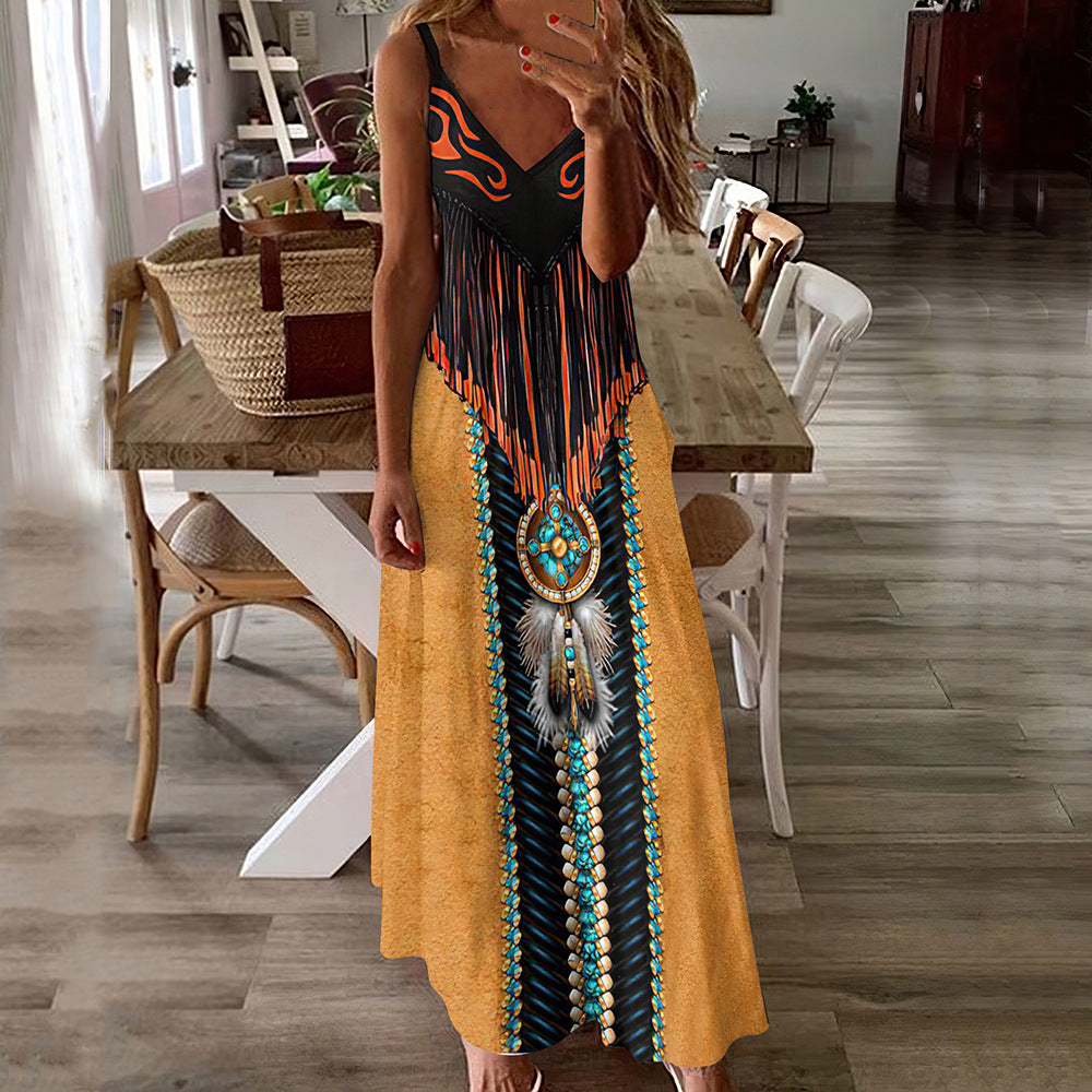 Robe longue d'été imprimée bohème Amelie Morin