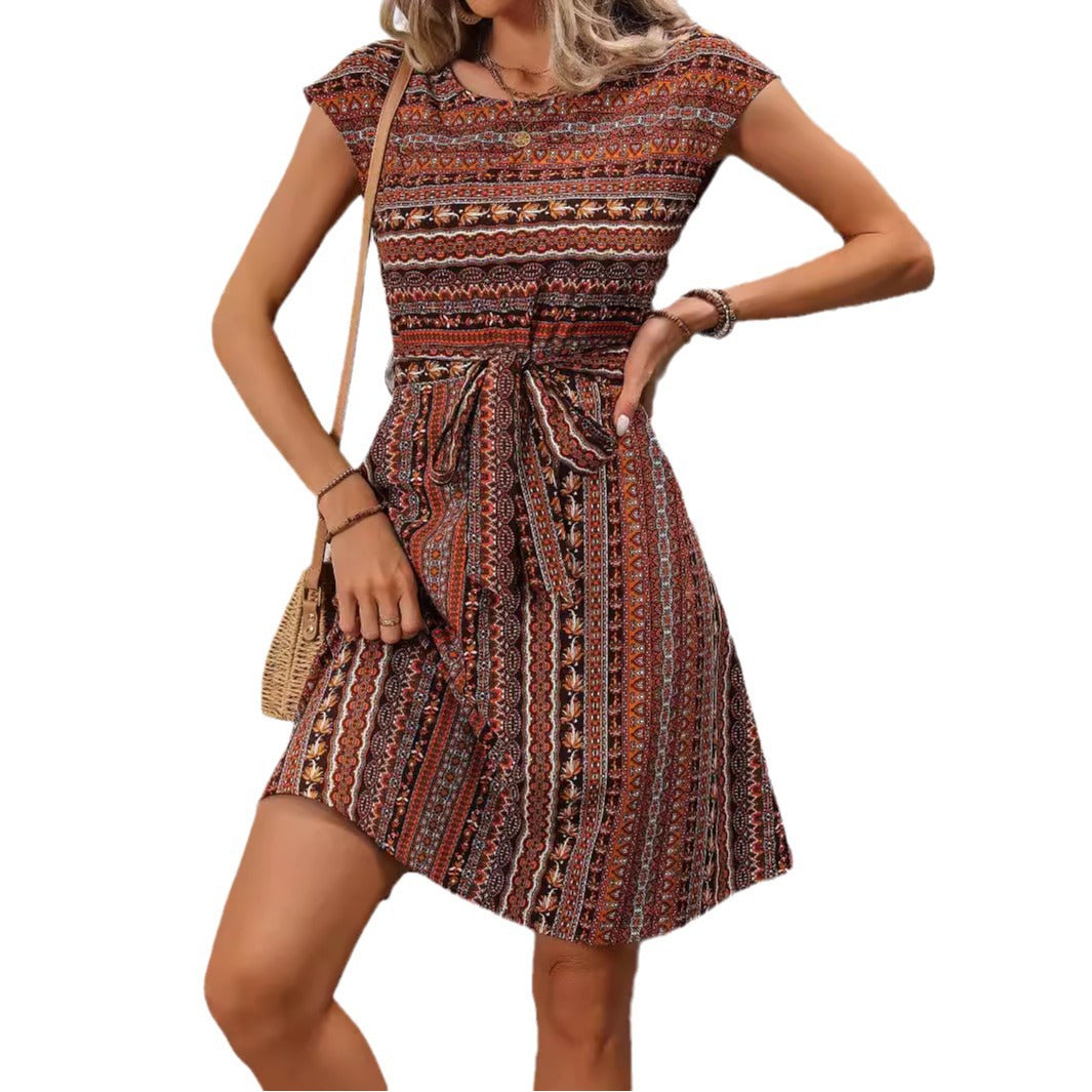 Robe trapèze imprimée bohème style Amélie Morin été