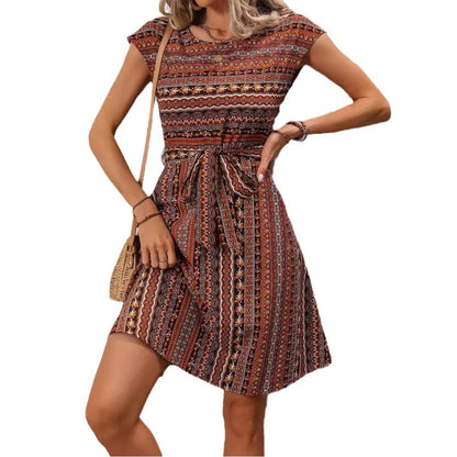 Robe trapèze imprimée bohème style Amélie Morin été