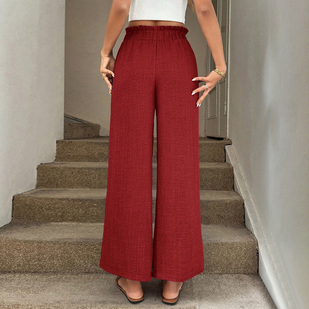 Pantalon rouge à jambes larges et cordon de serrage Amelie Morin