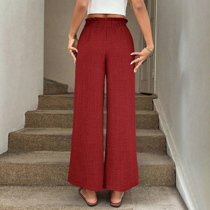Pantalon rouge à jambes larges et cordon de serrage Amelie Morin