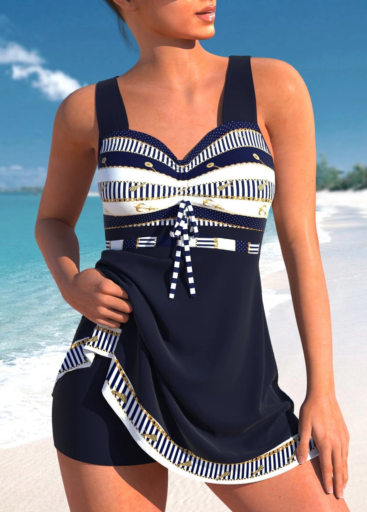Bikini chic grande taille à jupe fendue par Amélie Morin