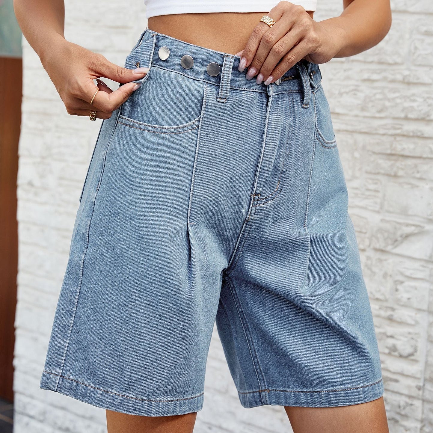Short en jean à taille ajustable Amelie Morin pour femme