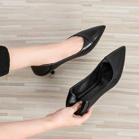 Elegant Black Sheepskin Heels by Elizabeth Ainsley
