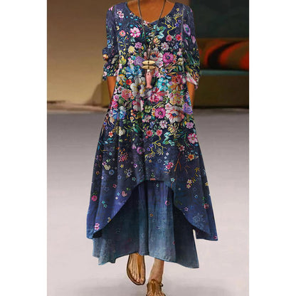 Robe trapèze florale artistique par Amélie Morin
