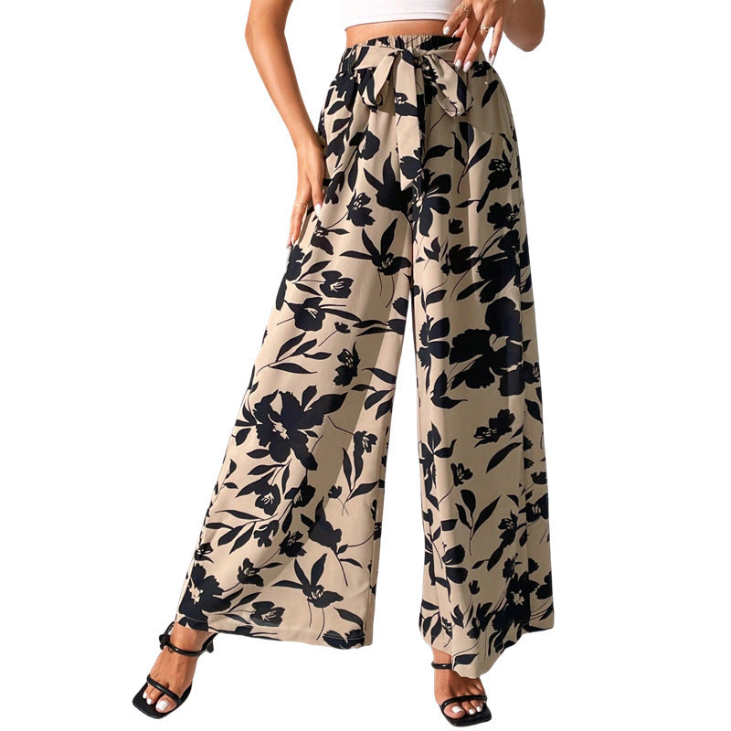 Pantalon fleuri taille haute jambes larges par Amélie Morin