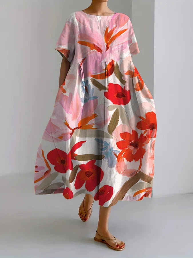 Robe midi d'été Amelie Morin à imprimé floral artistique
