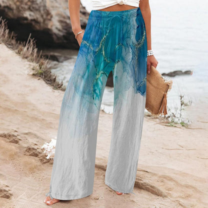 Pantalon large pour femme Amelie Morin à motif botanique bohème
