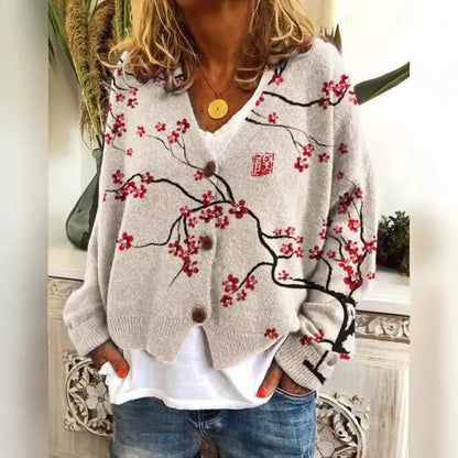Cardigan décontracté Amelie Morin à imprimé abstrait vibrant