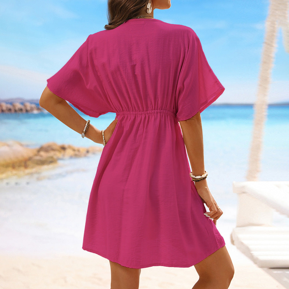 Robe de plage chic en dentelle de soie glacée par Amélie Morin