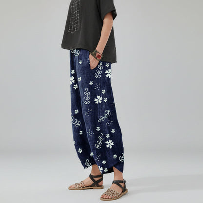 Pantalon large en coton fleuri d'Amélie Morin