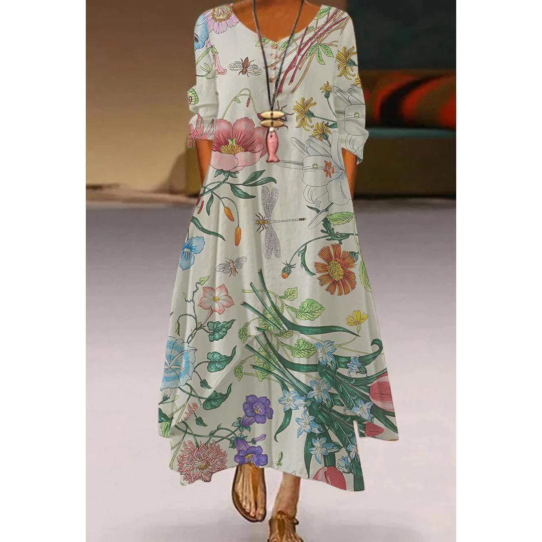 Robe trapèze florale artistique par Amélie Morin